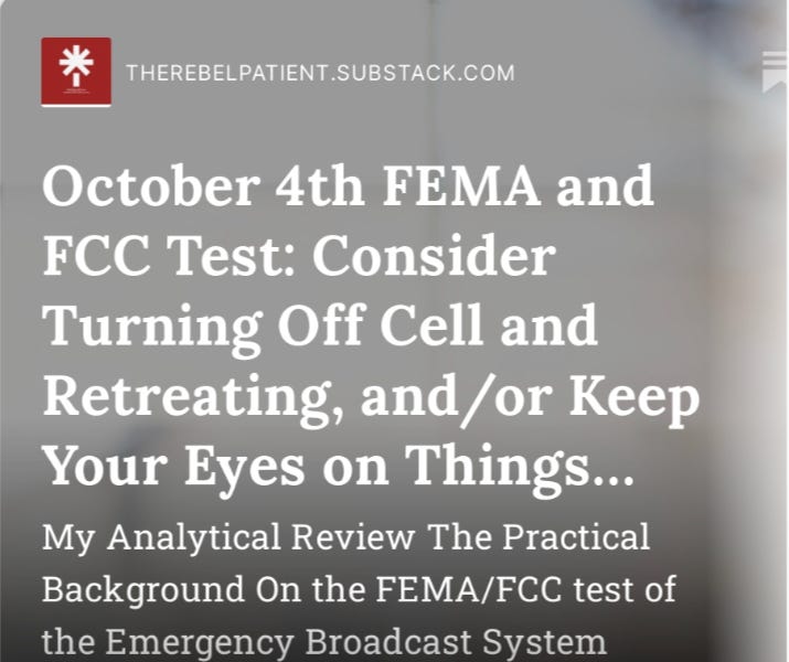 October 4th FEMA and FCC Test Consider Turning Off Cell and Retreating