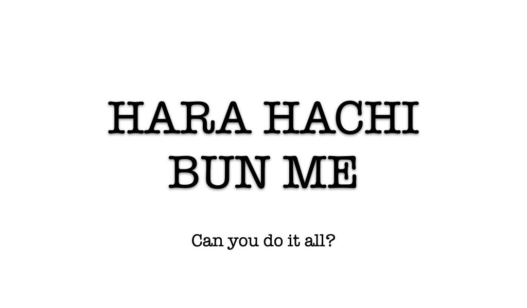 Hara hachi bun me (腹八分目) - Life in Progress