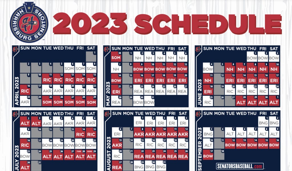 Harrisburg Senators Announce 2023 Schedule