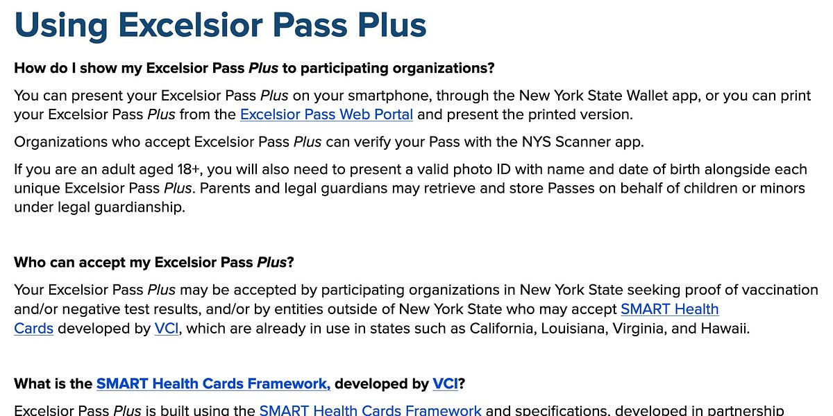 NY's digital wallet (disguised as a health passport), the Excelsior