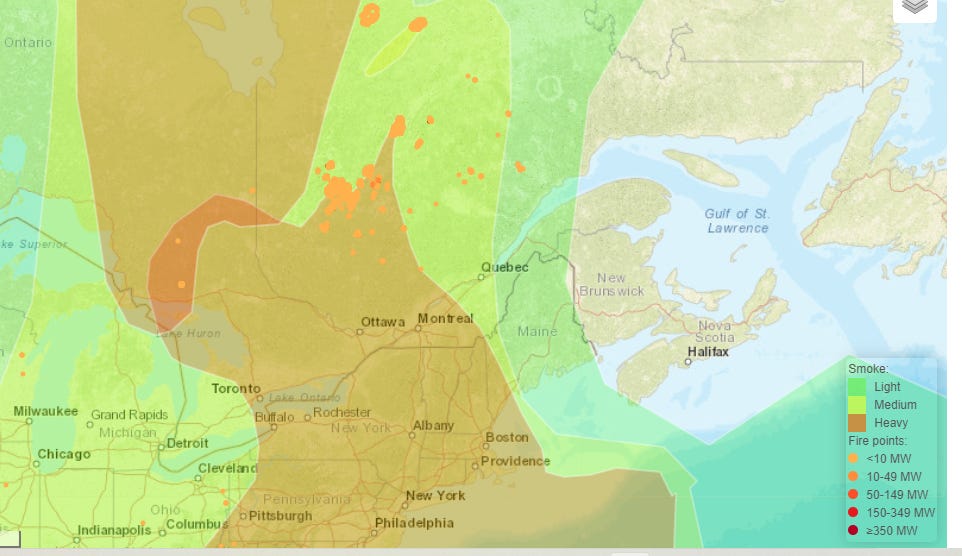 Canadian Wildfire Smoke Blankets New England