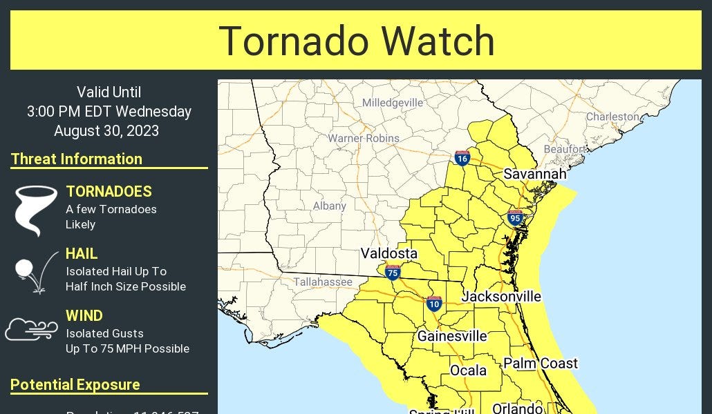 Florida Extreme Wind Warnings From Tornado And Hurricane