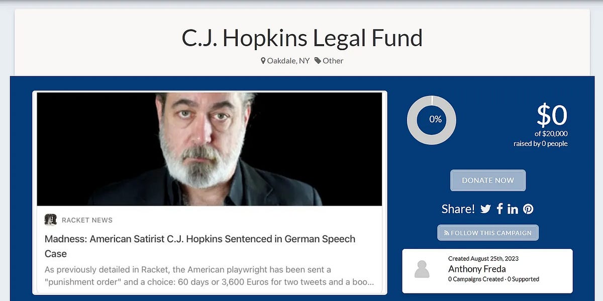 A Legal Defense Fund Update - CJ Hopkins