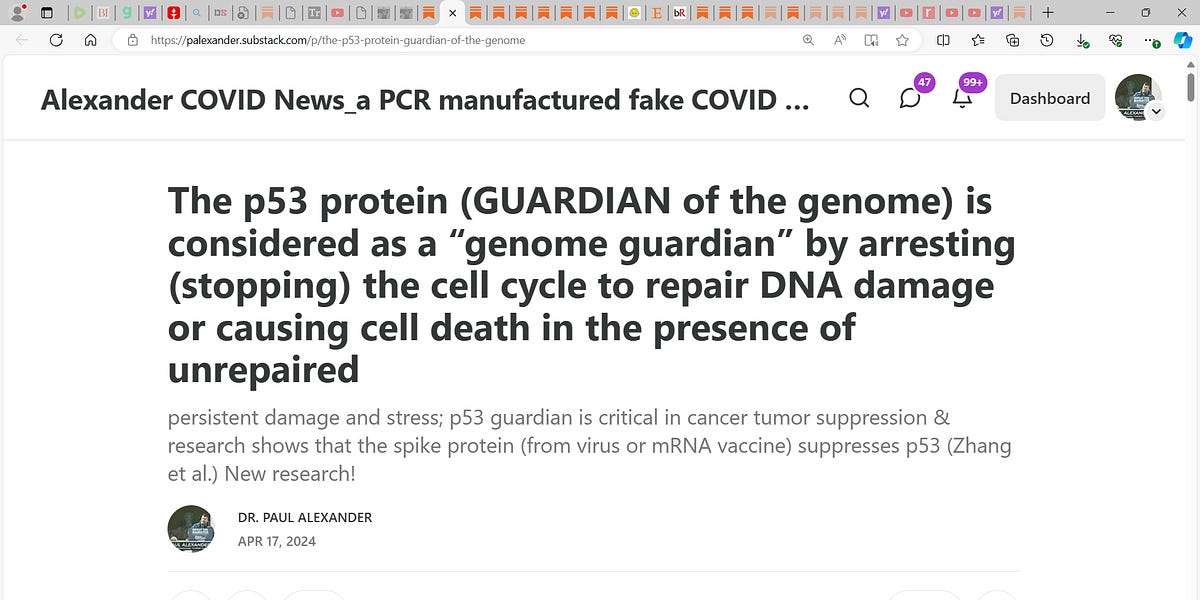 See my recent substack on the role of P53 (guardian of the genome) in ...