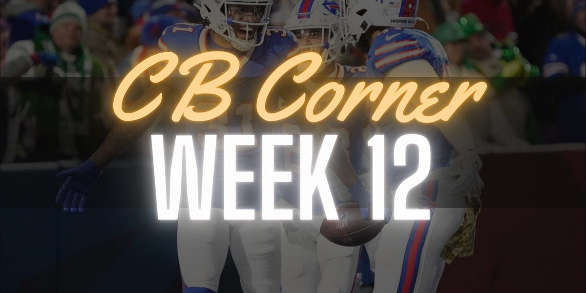 Johny The Greek's Cornerback Corner Week 12