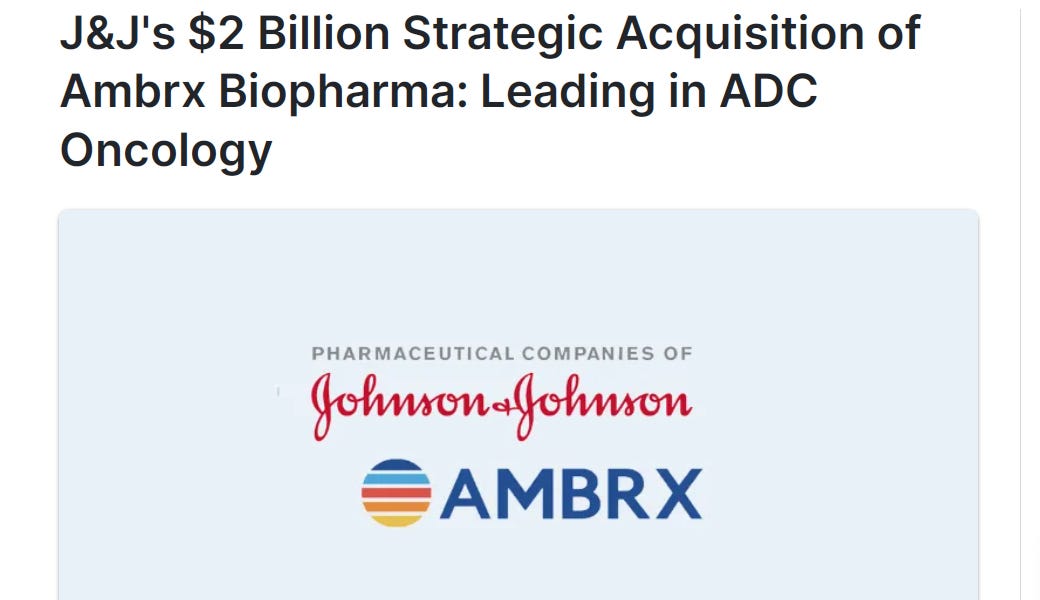 Johnson & Johnson to acquire 2 billion drug developer "Ambrx Biopharma