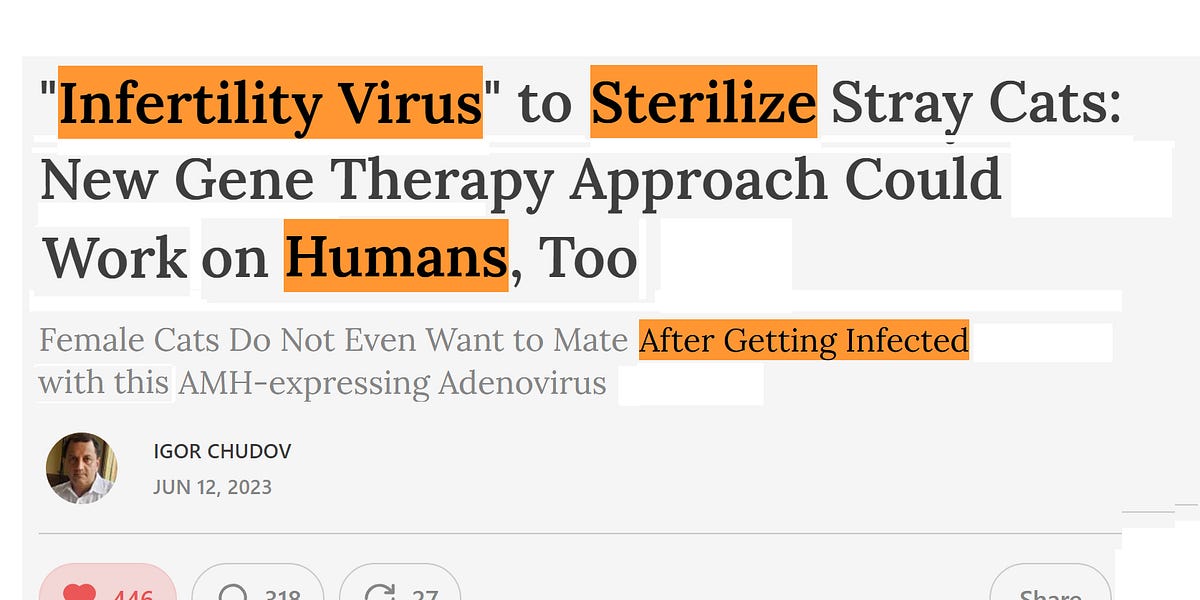 "Infertility Virus" to Sterilize "stray cats" by Jerome V
