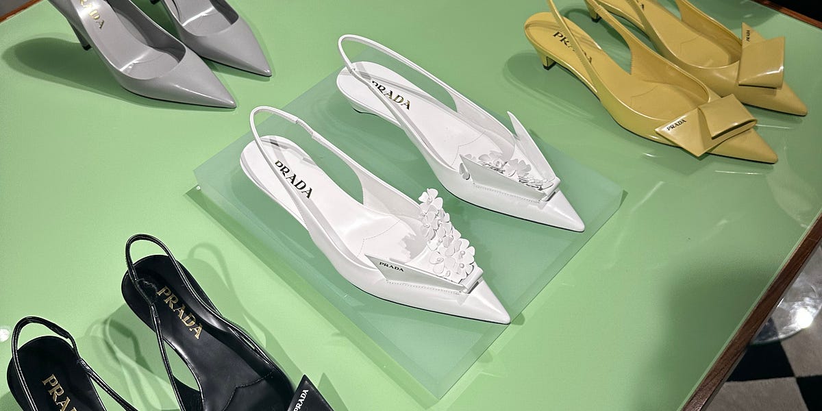 Prada cheap wing heels