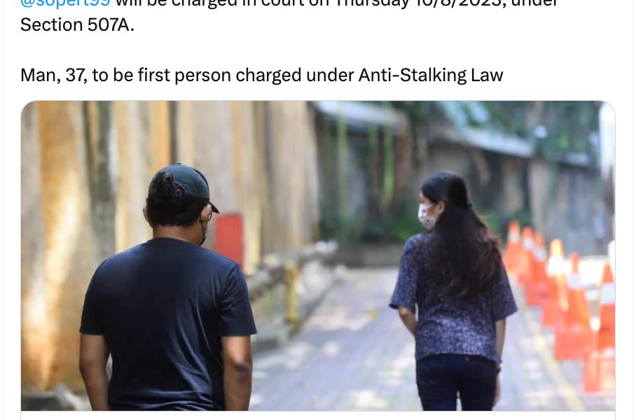 ☕️ New antistalking law in action first man to be charged today