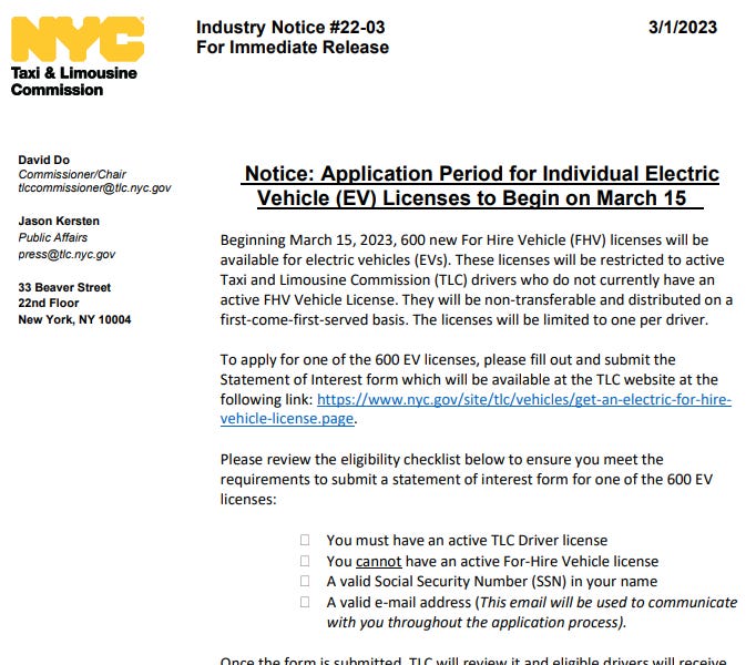 ⚡ NYC TLC Reveals More Details About New EV Plate Applications