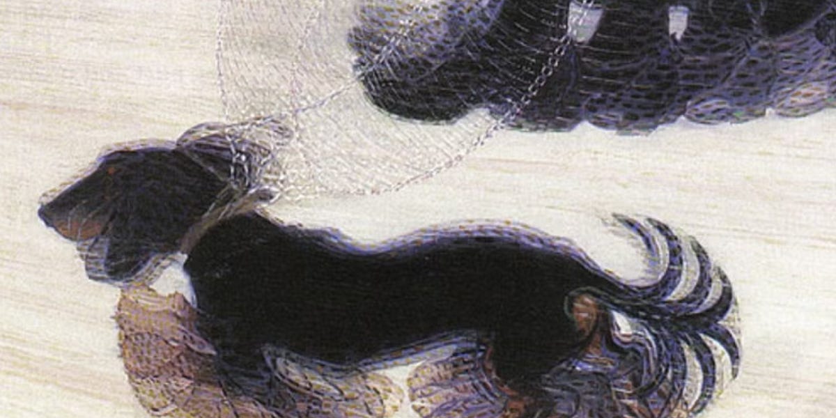 Futurist painting dog walking 2025