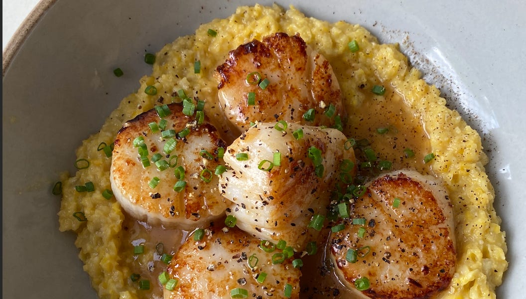 Brown Butter Scallops with Fresh Corn Polenta