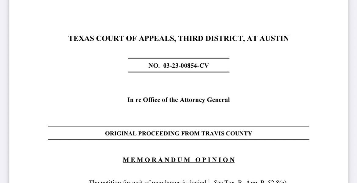 3rd Court of Appeals Rejects Paxton s arguments to Shut Down