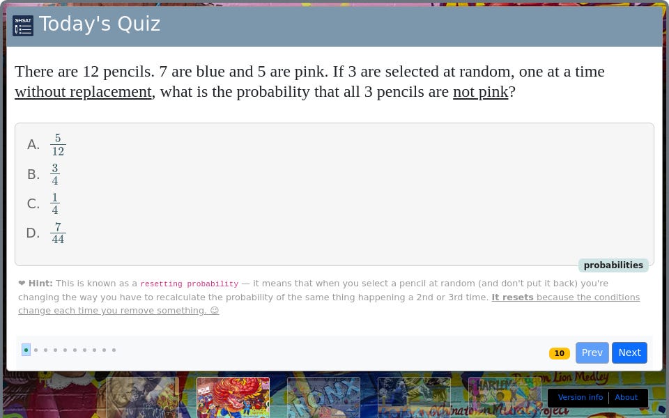 New SHSAT practice quiz ready! - by Mauk Mulder