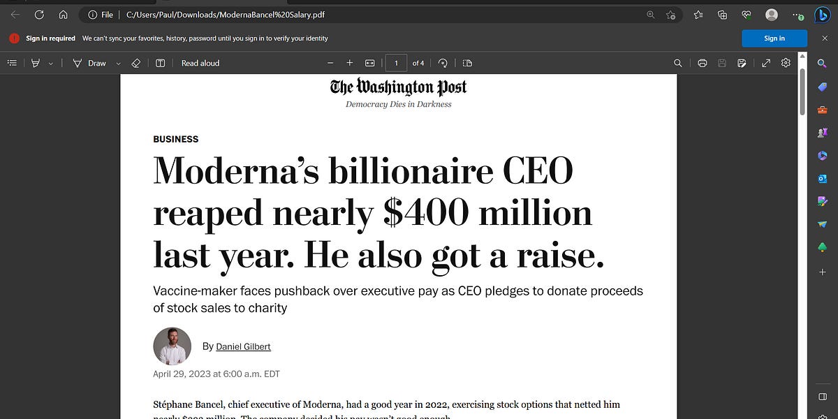 Ceo Injection Moderna’s billionaire CEO reaped nearly $400 million last year. He also ...