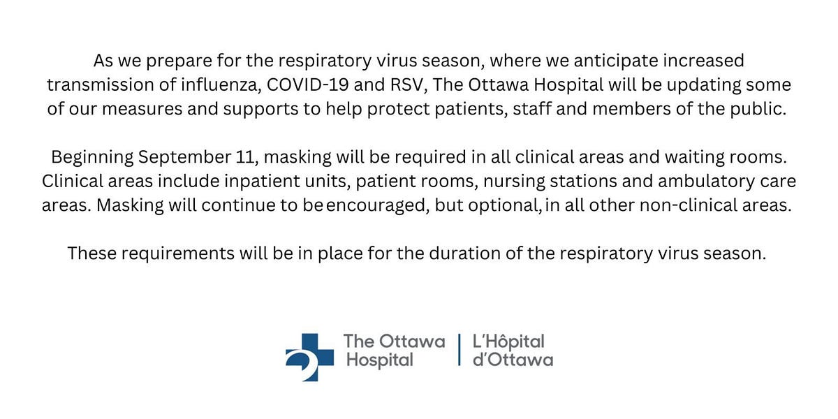 Ottawa Hospital set to reintroduce a mask mandate effective September