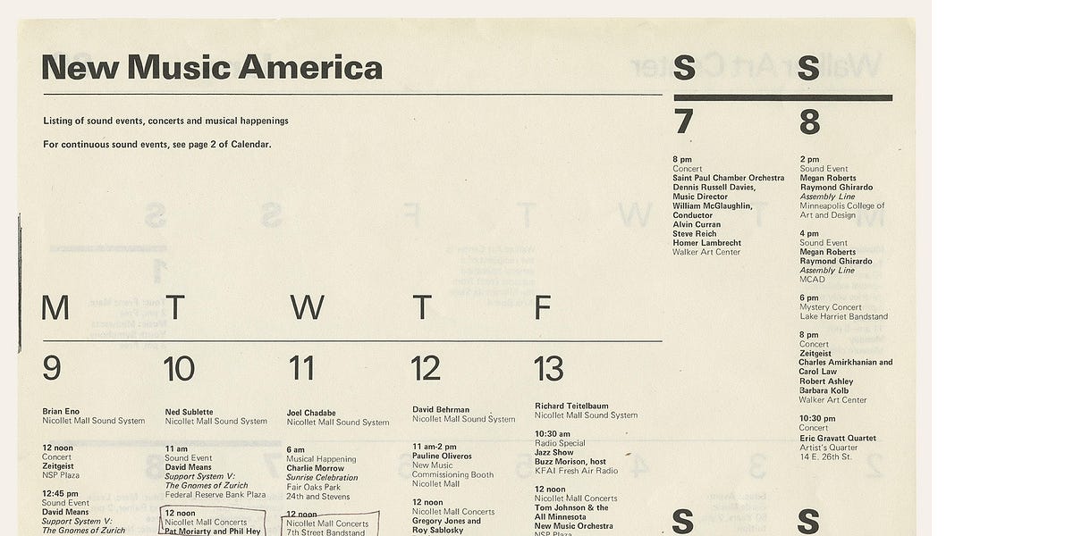 June 5 Radio preview (from 2019) New Music America Minnesota 1980