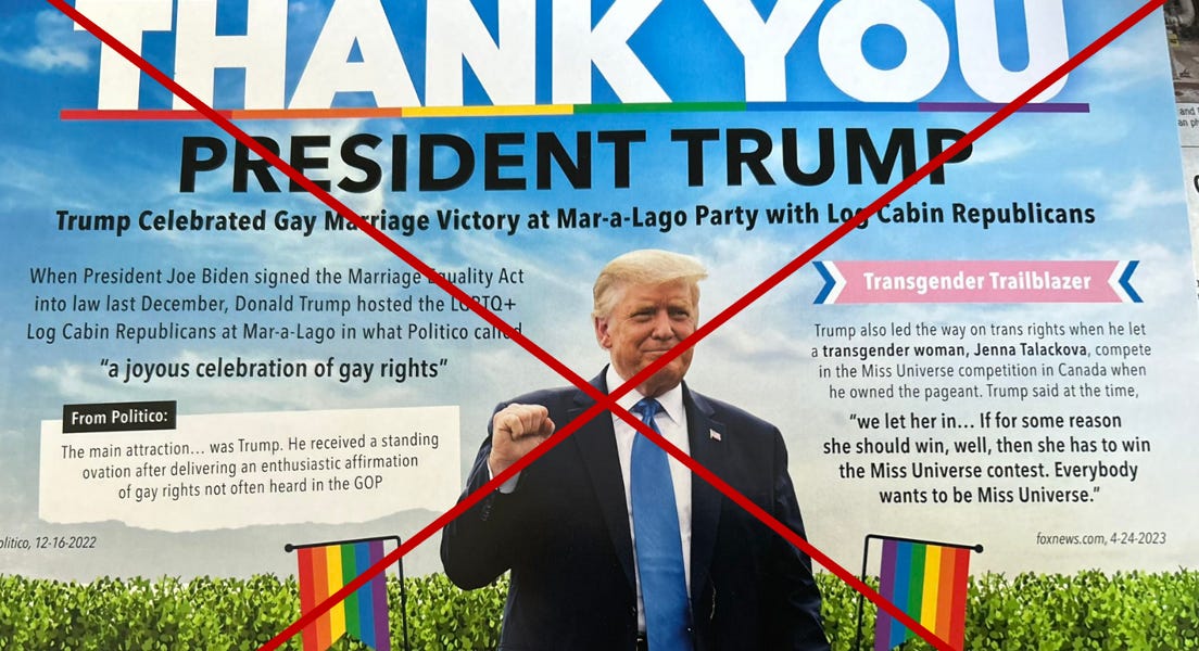 Deceptive Mailers Thank Trump For "Trans Rights"—His Record Was Abysmal