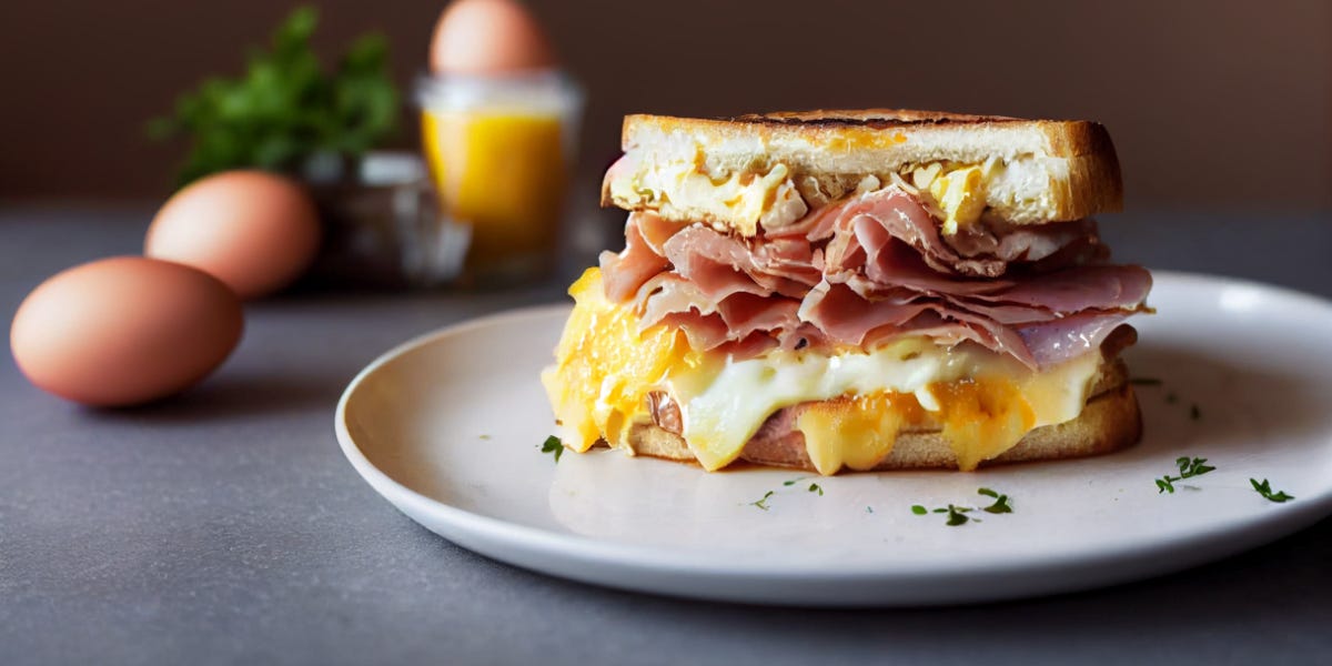 Ham Egg and Cheese Breakfast Sandwich - Delectable Chef