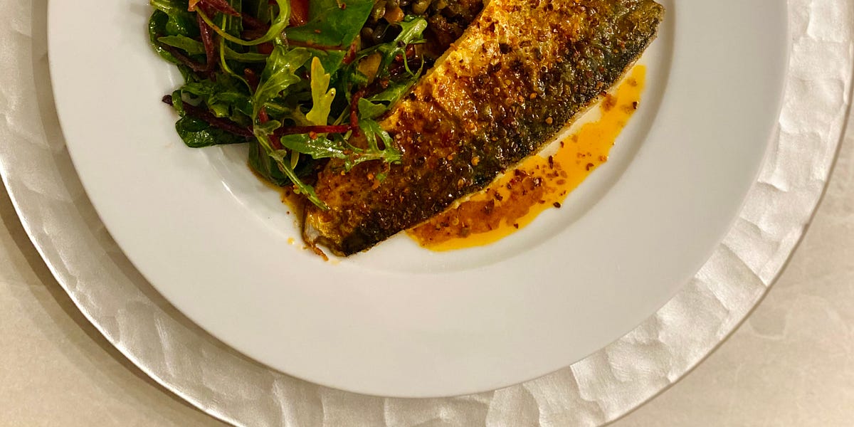 Devilled Mackerel with Warm Lentil Salad by Emily Quah