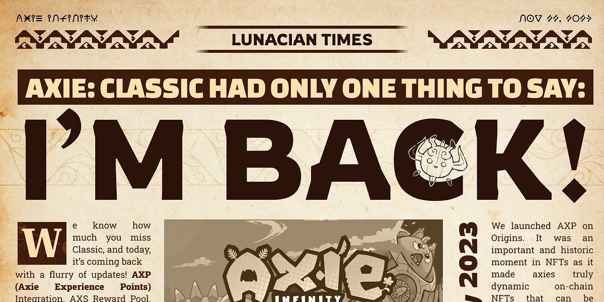 Axi Classic.  I’m back.  – Axi Infinity