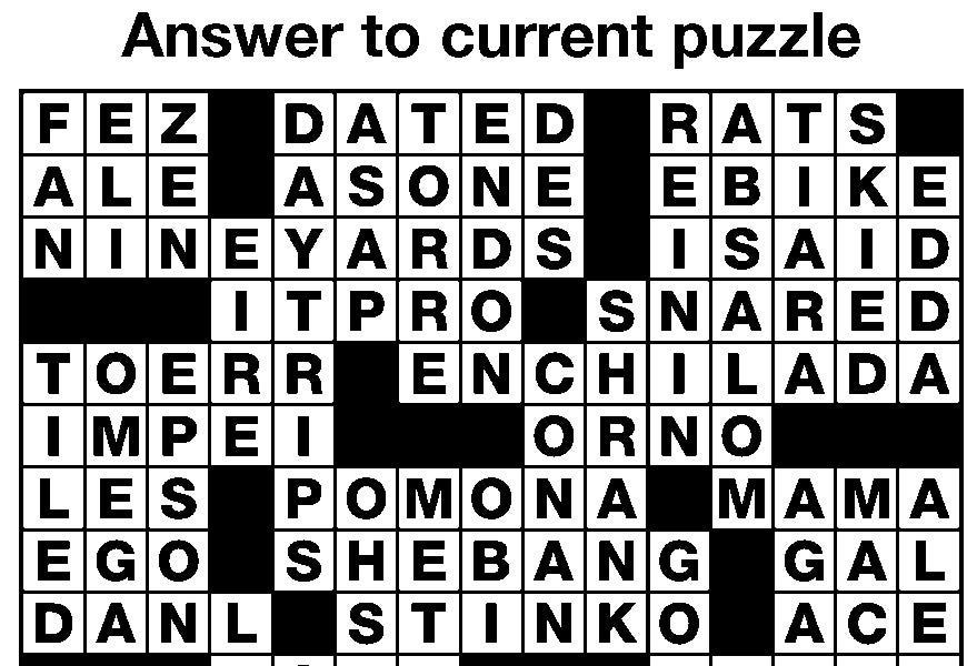 Crossword Sudoku answers Nov 16 22 The Dakota Scout