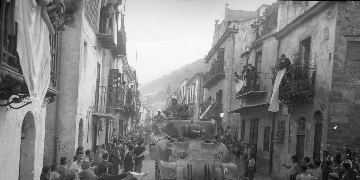 Patton marches into Palermo, Sicily by Martin Cherrett