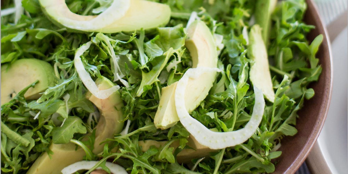 ArugulaFrisee Salad with Fennel, Avocado & Lemon Dressing