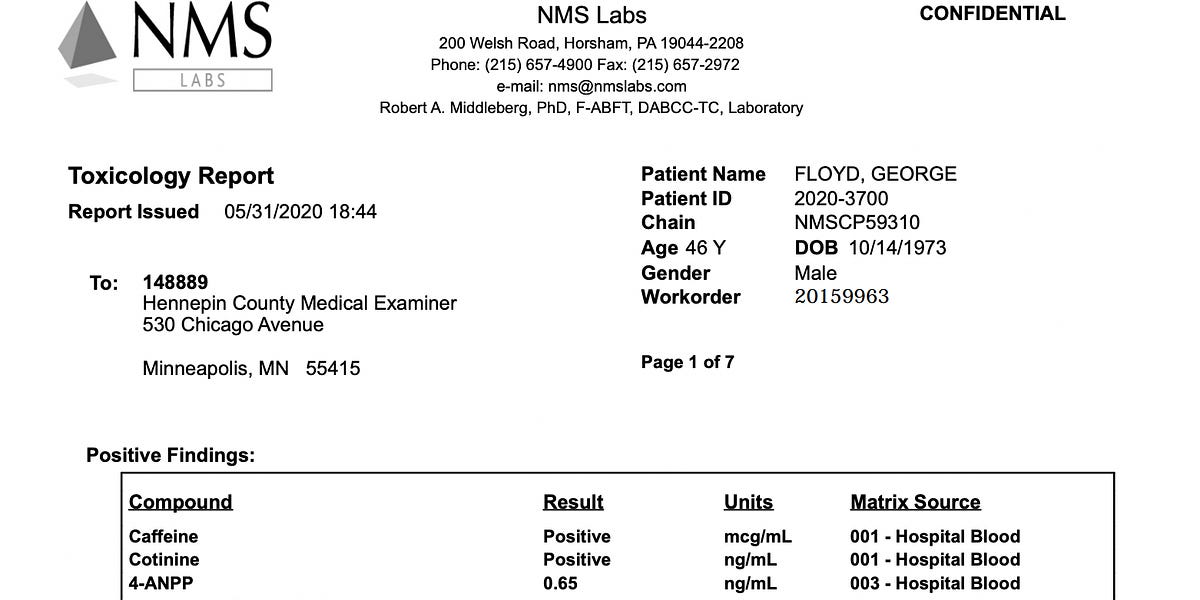 Toxicology Findings For Floyd