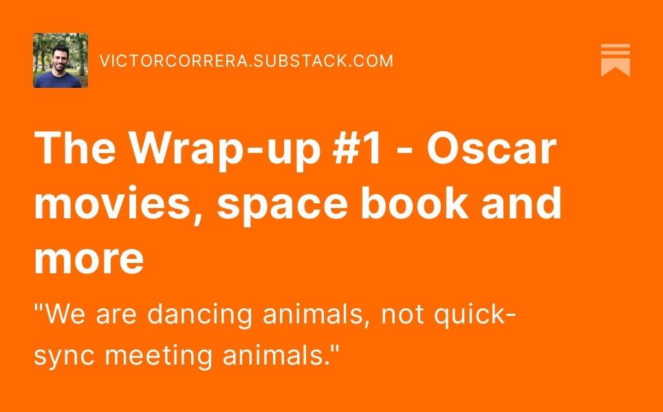 The Wrapup 1 Oscar movies, space book and more