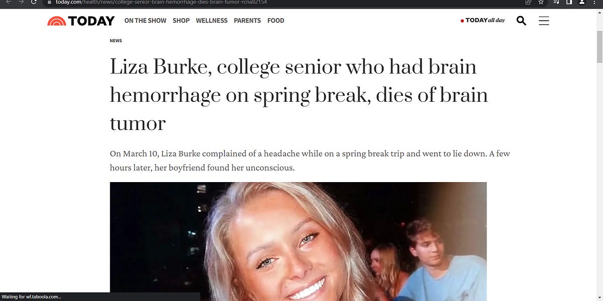 'Liza Burke, college senior who had brain hemorrhage on spring break
