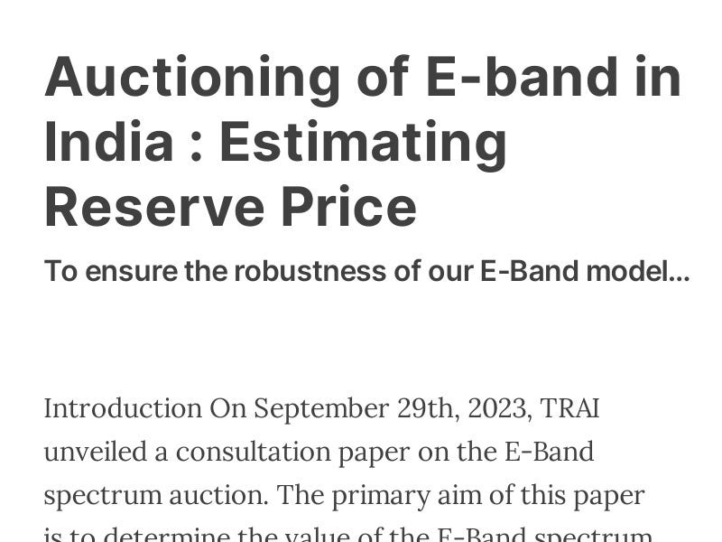 Auctioning Of E band In India Estimating Reserve Price auctioning-of-e-band-in-india-estimating-reserve-price