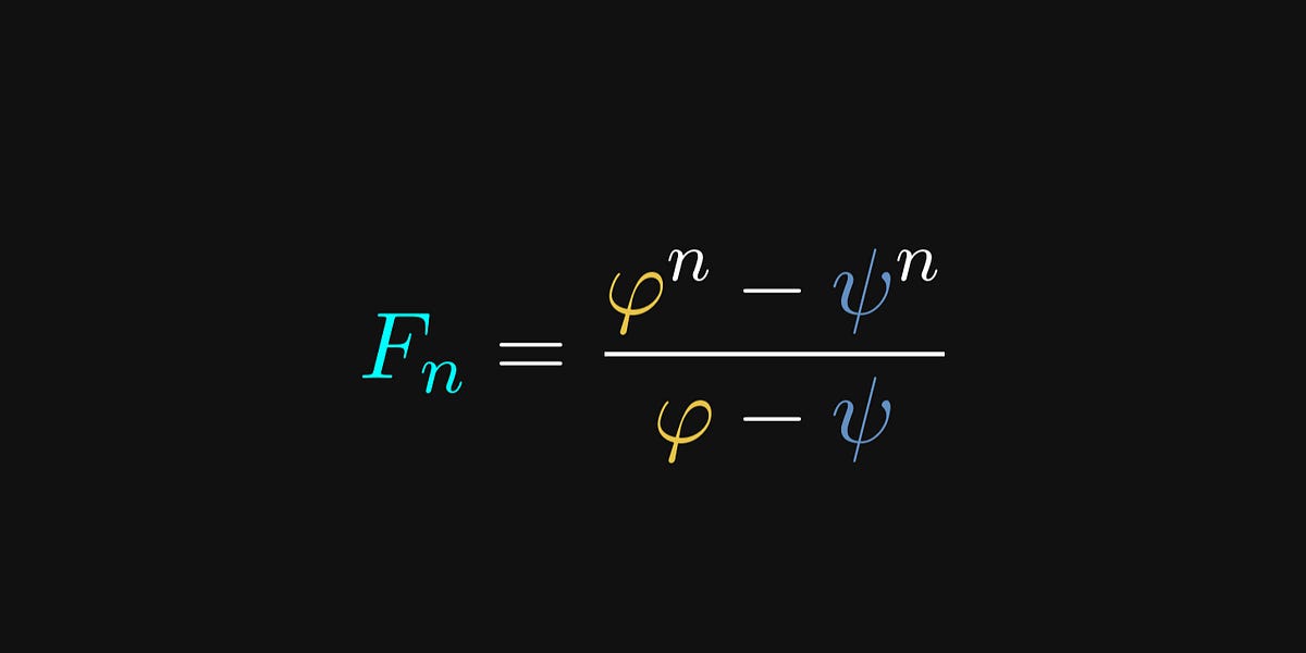 The non-recursive formula for Fibonacci numbers