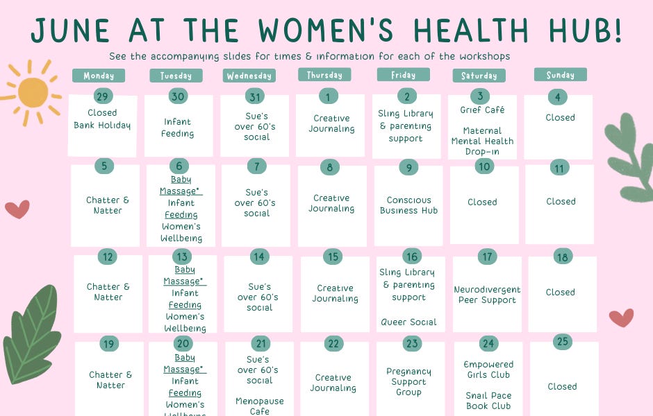 June at The Women's Health Hub by Zoe Gardiner and Lottie