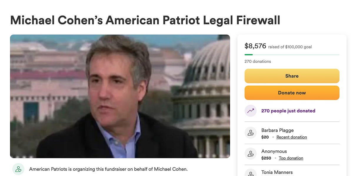 Michael Cohen GoFundMe Created to Help Squash Trump Lawsuit