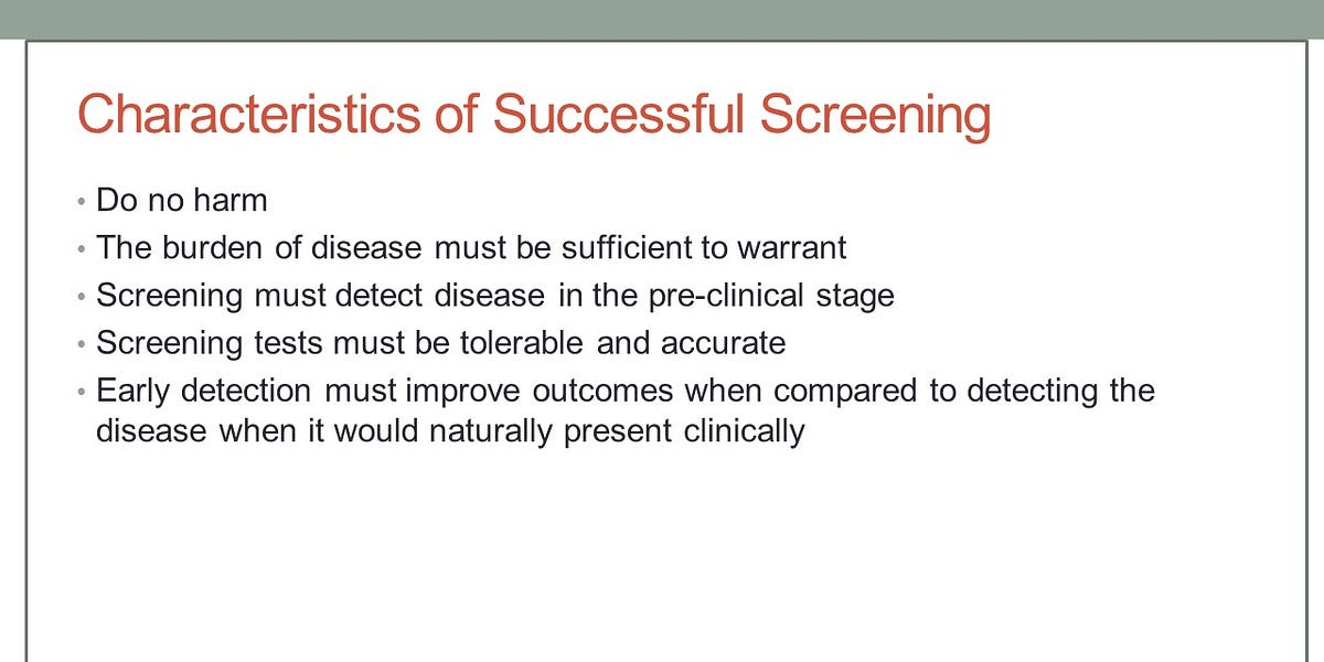 Characteristics of a Successful Screening Test