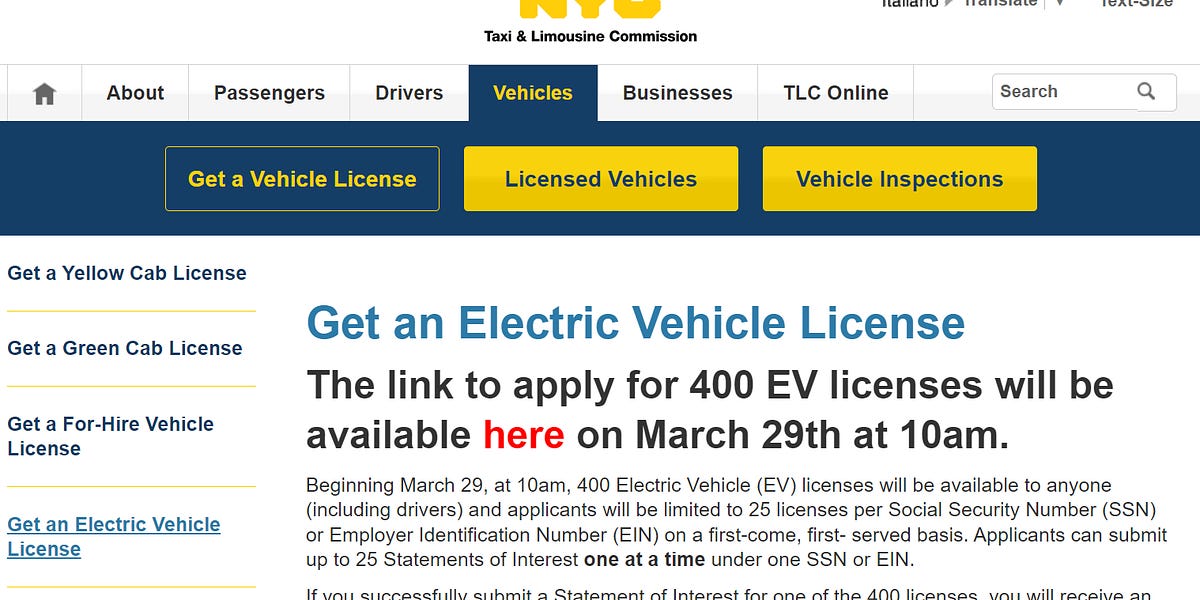 🚨⚡ EV TLC Plate Form WILL BE LIVE IN 45 MINUTES ( 10AM)