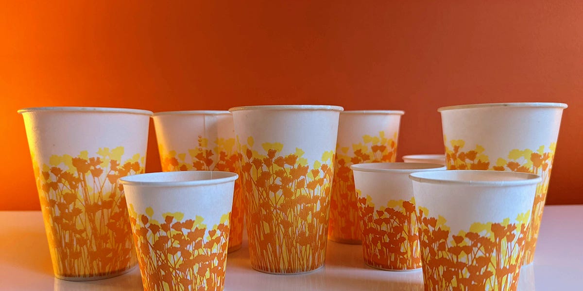 Vintage shop paper cups