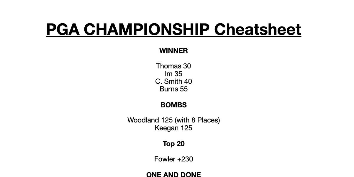 PGA Championship Final Bets, Weather, DraftKings Ownership