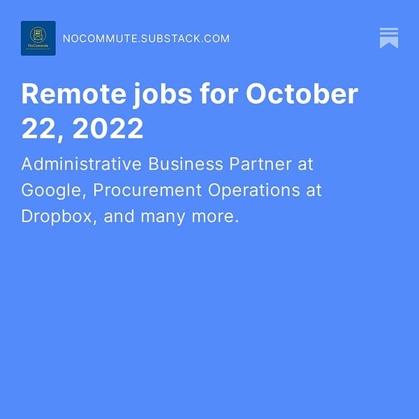 Remote jobs for October 22, 2022