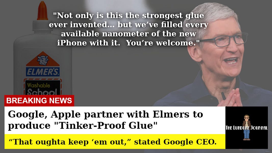 Google, Apple partner with Elmers to produce "Tinker-Proof Glue"