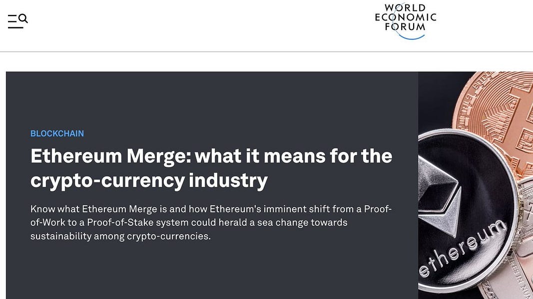 Ethereum becomes WEF coin, and a global CBDC is born