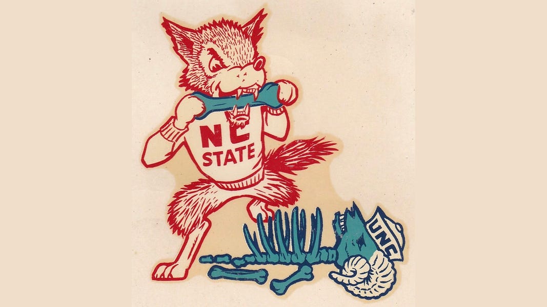 The story behind a decal of NC State's mascot eating UNC's mascot