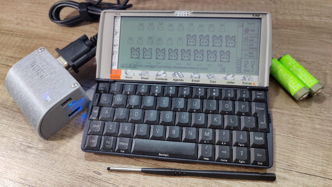 "The Sidecar" -- Adding advanced networking, and a Linux shell, to a Psion palmtop