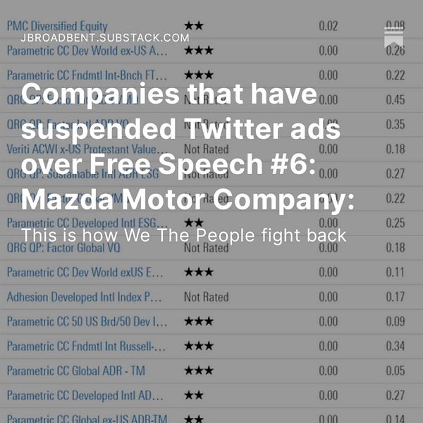 Companies that have suspended Twitter ads over Free Speech #6: Mazda Motor Company:
