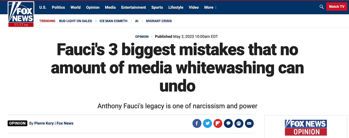 Another Op-Ed Attack At Fauci's Never-Ending Victory Tour