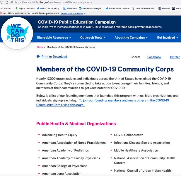 Here is an 11 page list of the US government's 'Community Corps' --paid to push the COVID vaccine down the throat of every possible demographic, race, religion