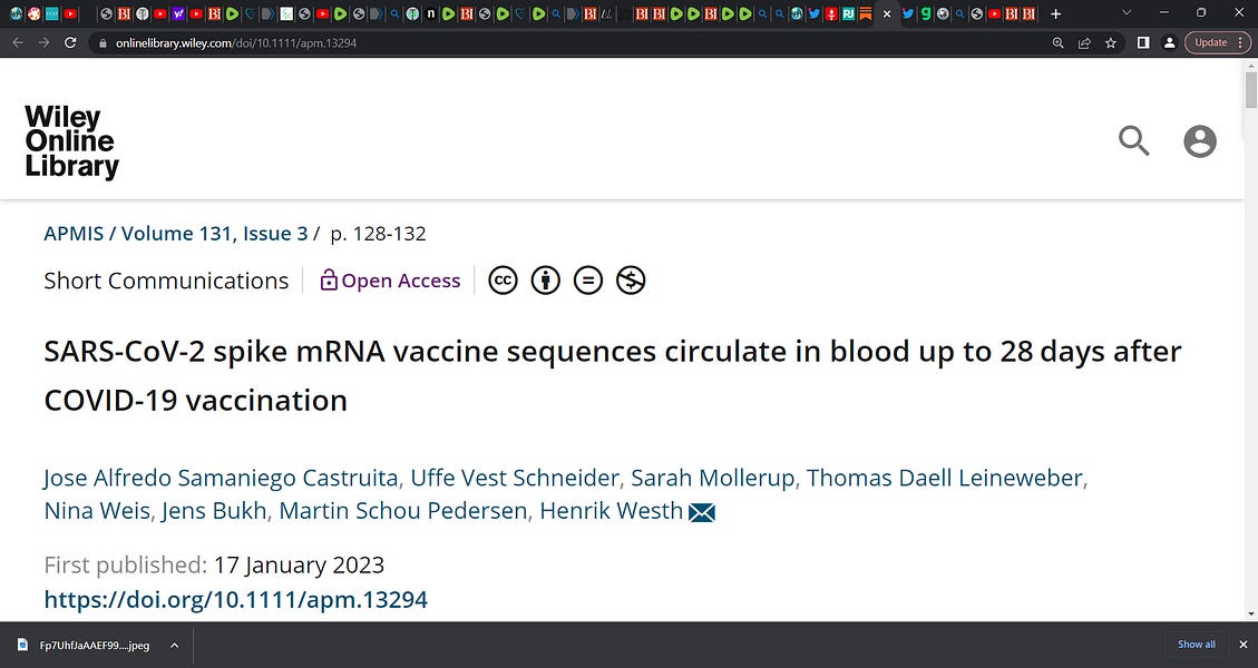 How long does spike protein, mRNA etc. last in your blood, your tissues post COVID mRNA technology gene injection? Depends on how long researchers ran the study for; we argue it lasts in you FOREVER