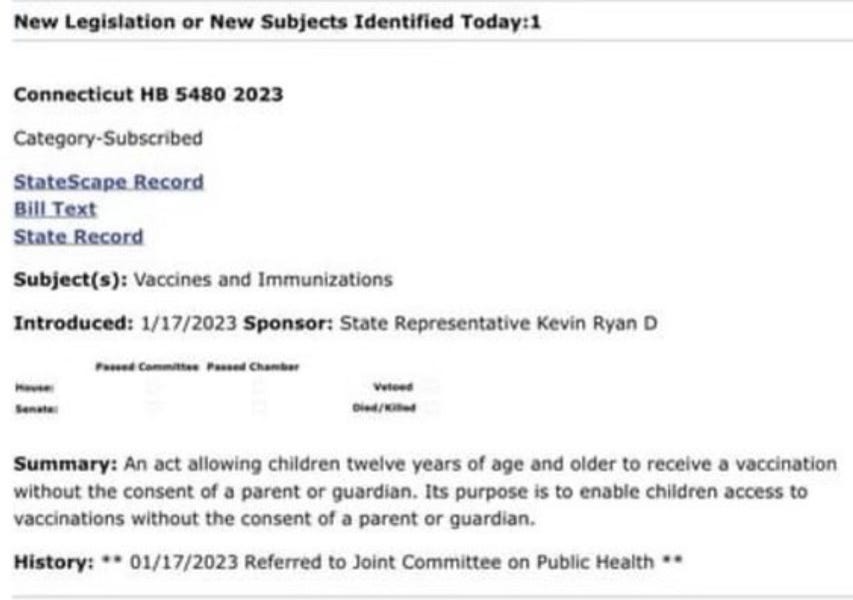The government wants to grab/jab our kids and is trying to legalize 12 year old vaccine consent in Connecticut