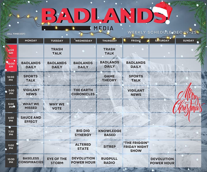 Badlands Media Show Schedule By Kitty Gillespie